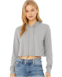 Women's Cropped Long Sleeve Hooded Shirt